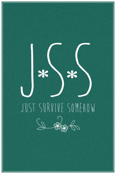 Laminated JSS Just Survive Somehow Protect Yourself Mantra Motivational Inspirational Quote Poster Dry Erase Sign 24x36