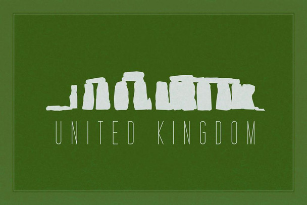 Laminated Landmark United Kingdom Stonehenge Prehistoric Monument Green Poster Dry Erase Sign 24x36