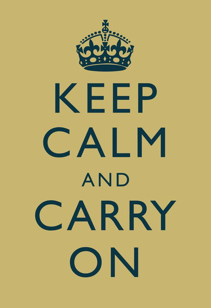 Laminated Keep Calm Carry On Motivational Inspirational WWII British Morale Muted Yellow Poster Dry Erase Sign 24x36