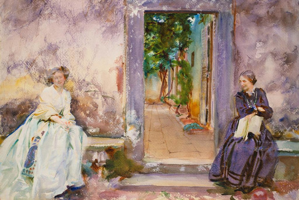 Laminated John Singer Sargent The Garden Wall Impressionism Painting Sargent Artwork Nature Landscape Wall Decor Watercolor Painting French Artist Decorative Wall Art Poster Dry Erase Sign 24x36