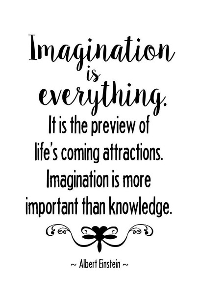 Laminated Albert Einstein Imagination Is Everything Lifes Coming Attractions Motivational White Poster Dry Erase Sign 24x36