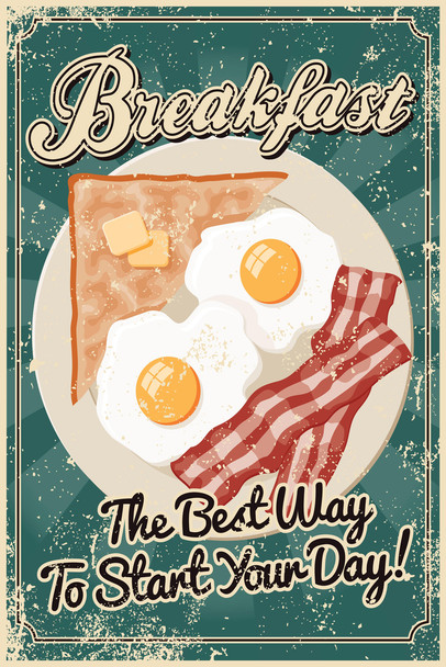 Breakfast The Best Way to Start the Day Vintage Cool Wall Decor Art Print Poster 12x18