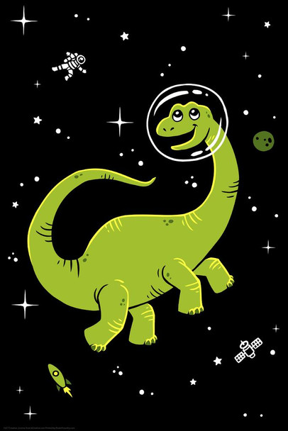 Laminated Apatosaurus Dinos in Space Dinosaur Poster For Kids Room Space Dinosaur Decor Dinosaur Pictures For Wall Dinosaur Wall Art Prints for Walls Meteor Science Poster Poster Dry Erase Sign 24x36