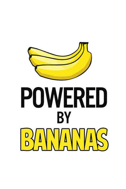 Laminated Powered By Bananas White With Yellow Poster Dry Erase Sign 24x36