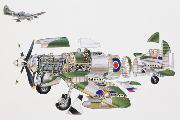 Laminated Tempest MK II Royal Air Force RAF Fighter Aircraft Art Print Poster Dry Erase Wall Art 24x36