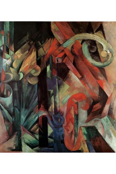 Laminated Franz Marc Forest With Squirrel German Expressionist Movement Painting Poster Dry Erase Sign 24x36