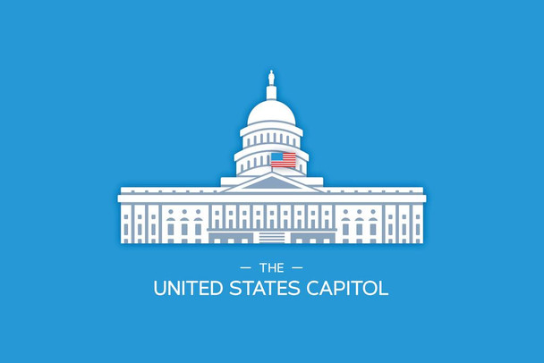 Laminated United States Capitol Building Art Print Poster Dry Erase Sign 36x24