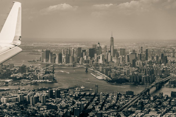 Laminated New York City From An Airplane Vintage Photo Photograph Poster Dry Erase Wall Art 36x24