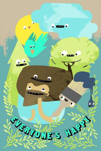 Laminated Bob Ross Everyones Happy Illustration Bob Ross Poster Bob Ross Collection Bob Art Painting Happy Accidents Motivational Poster Funny Bob Ross Afro and Beard Poster Dry Erase Wall Art 24x36