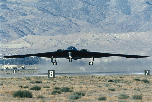 Laminated United States Air Force Stealth Bomber Taking Off Fighter Jet Airplane Aircraft Plane Photo Photograph Poster Dry Erase Wall Art 36x24