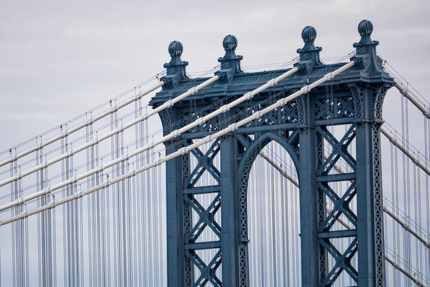 Laminated Manhattan Bridge from Manhattan Detail View Close Up Photo Photograph Poster Dry Erase Sign 36x24