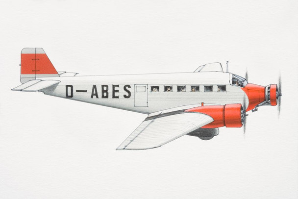 Laminated German 1930 Junker Ju 52 Transport Aircraft Poster Dry Erase Wall Art 36x24