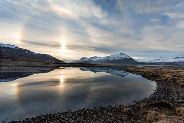 Laminated Halo in Iceland East Fjords Photo Poster Dry Erase Wall Art 24x36