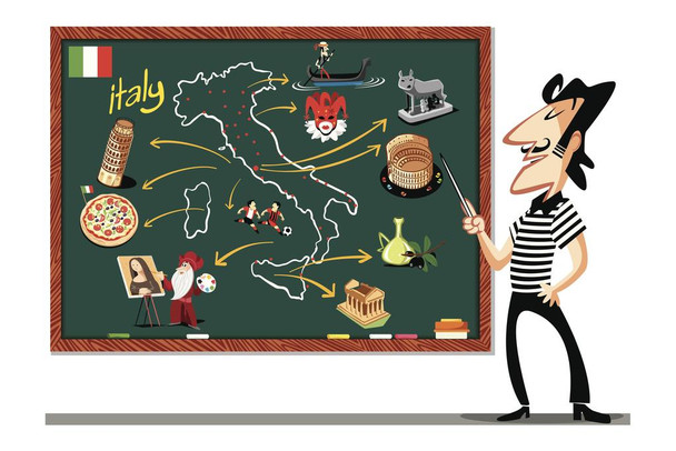 Laminated Italy Landmarks and Destinations Travel Chalkboard Art Print Poster Dry Erase Sign 36x24
