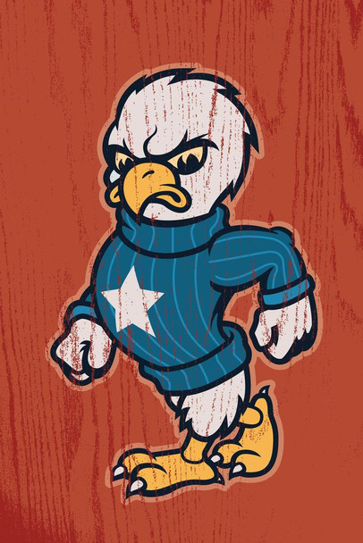 Laminated Earl the Eagle Mascot Walking Art Print Poster Dry Erase Wall Art 24x36