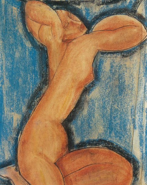 Laminated Amedeo Modigliani Caryatid 1911 Expressionism Style Nude Painting Pastel On Paper Art Poster Dry Erase Sign 24x36