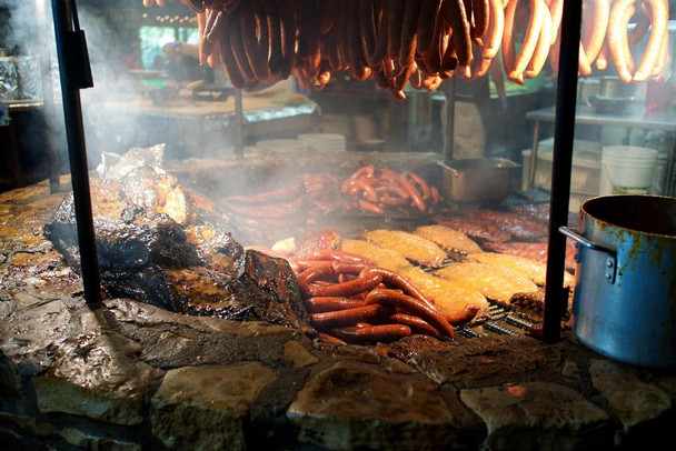 Laminated Meat Smoking Over the Pit Texas BBQ Photo Photograph Poster Dry Erase Sign 36x24