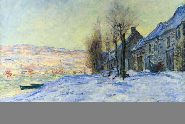 Laminated Claude Monet Lavacourt Under Snow Impressionist French Nature Landscape Painting Poster Dry Erase Wall Art 36x24