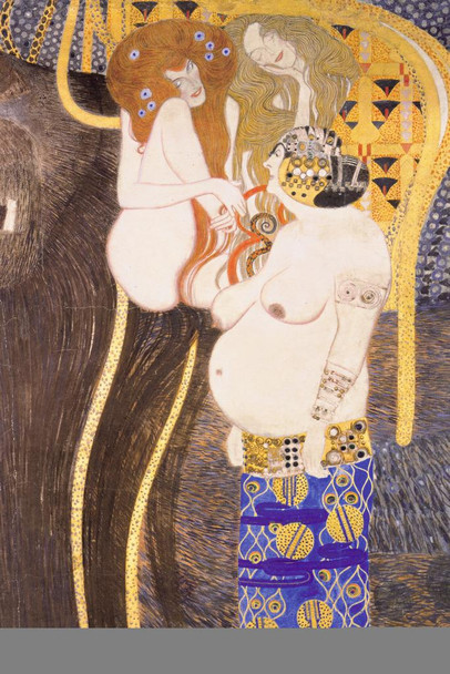 Laminated Gustav Klimt Beethoven Frieze The Hostile Forces Unchastity Voluptuousness Excess Poster Dry Erase Sign 24x36