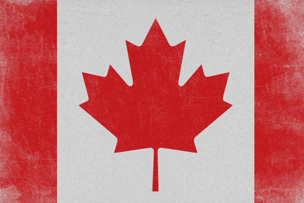 Laminated Flags Canadian Maple Leaf National Flag of Canada Textured Vintage Poster Dry Erase Wall Art 24x36