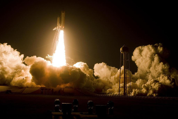 Laminated Space Shuttle Discovery Night Launch Orbiter Vehicle OV103 Spacecraft Photograph Poster Dry Erase Sign 24x36