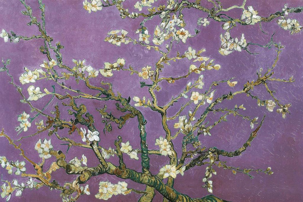 Laminated Vincent Van Gogh Almond Blossom Branches Post Impressionist Painter Painting Lilac Poster Dry Erase Wall Art 24x36