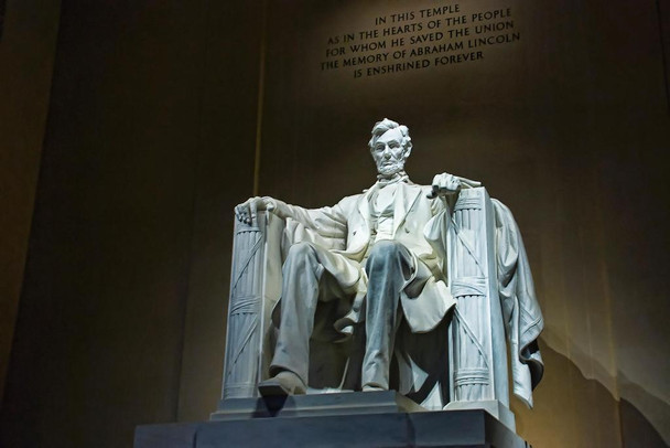Laminated Abraham Lincoln Memorial Statue Washington DC Photo Photograph Poster Dry Erase Wall Art 36x24