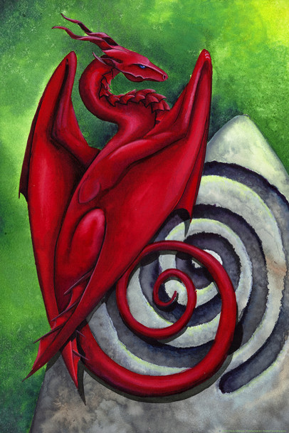 The Gatekeeper by Carla Morrow Spiral Spiritual Life Red Dragon Fantasy Cool Wall Decor Art Print Poster 12x18