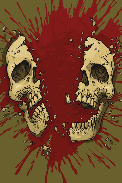 Laminated Exploding Skull Gore Fest Art Print Poster Dry Erase Sign 24x36