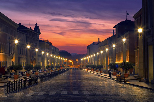 Laminated Road of the Conciliation in Rome Italy at Dusk Photo Photograph Poster Dry Erase Wall Art 36x24