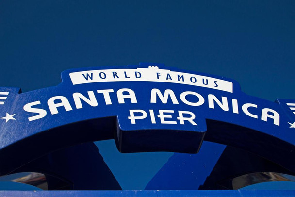 Laminated Santa Monica Pier Iconic Sign Los Angeles California Photo Photograph Poster Dry Erase Sign 24x36