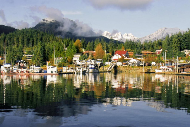 Laminated Auke Bay Boat Harbor Juneau Alaska Photo Photograph Poster Dry Erase Sign 36x24