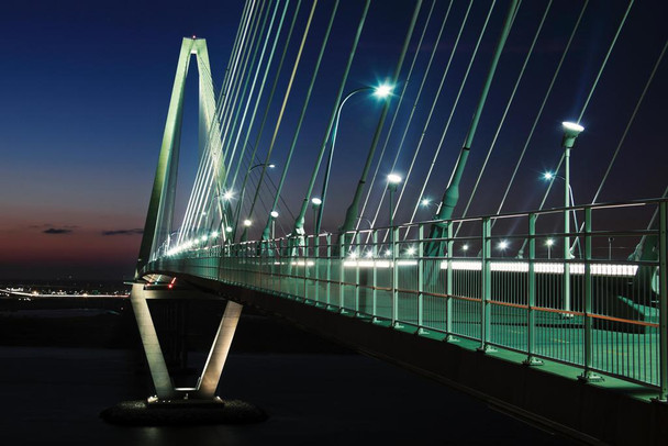 Laminated Arthur Ravenel Jr Bridge Illuminated Charleston Photo Photograph Poster Dry Erase Wall Art 24x36