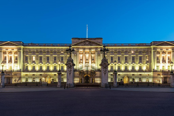 Laminated Buckingham Palace Illuminated at Night London UK Photo Photograph Poster Dry Erase Sign 36x24