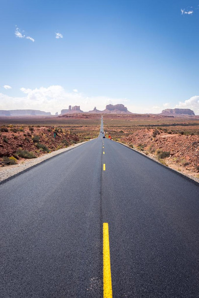Laminated A Long Road Leading to Monument Valley Photo Photograph Poster Dry Erase Wall Art 24x36