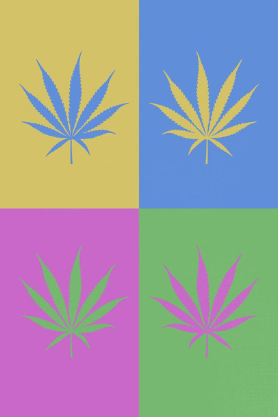 Laminated Marijuana Weed Pot Cannabis Joint Blunt Bong Leaves Pop Art Pastel Poster Dry Erase Sign 24x36