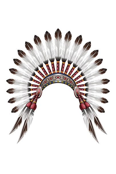 Laminated Native American Indian Feather Headdress Art Print Cool Wall Art Poster Dry Erase Sign 24x36
