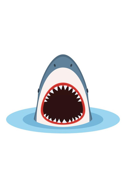 Laminated Shark With Open Mouth Coming Out Of Water Illustration Jaws Shark Posters For Walls Shark Pictures Cool Sharks Of The World Poster Shark Wall Decor Art Print Poster Dry Erase Sign 24x36