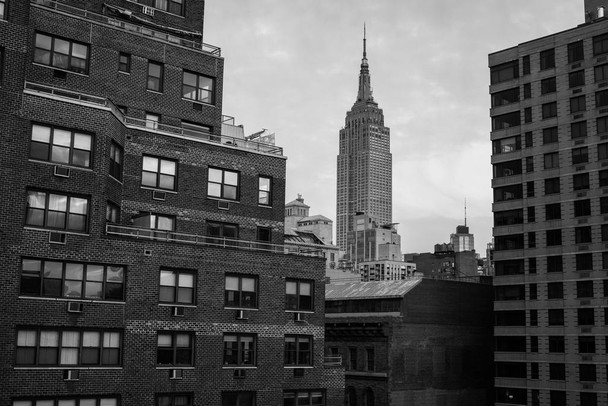 Laminated Empire State Building New York City NYC Black and White Photo Photograph Cool Wall Decor Art Print Poster Dry Erase Sign 36x24