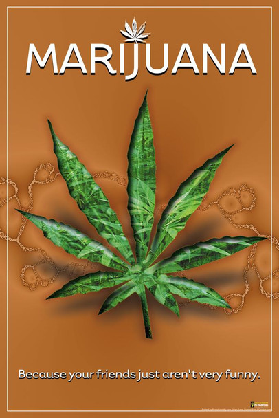 Laminated Marijuana Because Your Friends Just Arent Very Funny Humor Cool Wall Art Poster Dry Erase Sign 24x36