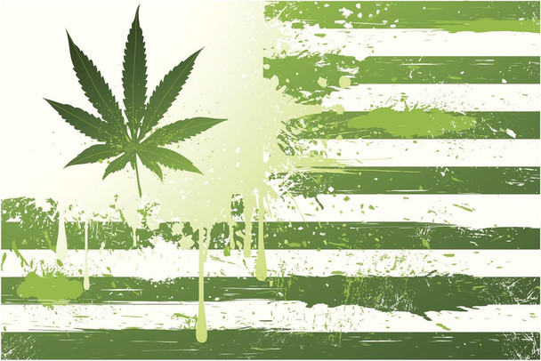 Laminated Marijuana States of America Flag Art Print Cool Wall Art Poster Dry Erase Wall Art 24x36