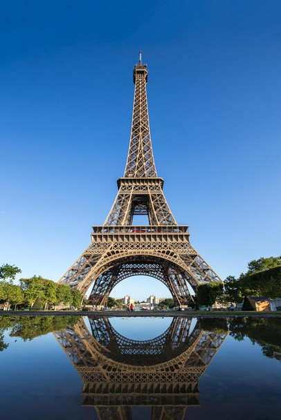 Laminated Reflection Eiffel Tower Paris France Photo Art Print Cool Wall Art Poster Dry Erase Sign 24x36