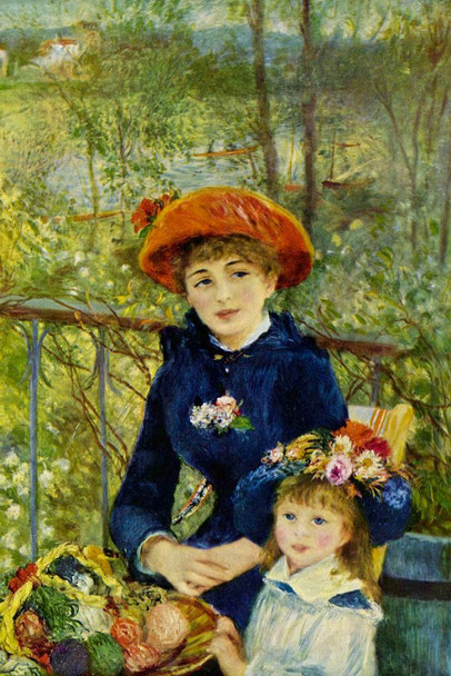 Laminated Pierre Auguste Renoir Two Sisters On the Terrace Fine Art Realism Romantic Artwork Renoir Wall Art French Impressionist Art Posters Portrait Wall Decor Poster Dry Erase Wall Art 24x36