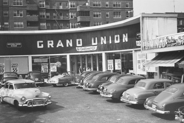 Laminated Grand Union Supermarket Shopping Center Vintage Photo Art Print Cool Wall Art Poster Dry Erase Wall Art 36x24