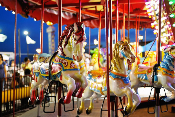 Laminated Carousel at Coney Island Amusement Park Brooklyn Photo Art Print Cool Wall Art Poster Dry Erase Sign 36x24