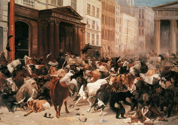 Laminated William Holbrook Beard The Bulls And Bears In The Market 1879 Oil Painting Art Print Poster Dry Erase Wall Art 24x36