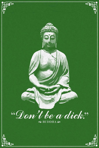 Laminated Dont Be A Dick. Buddha Script Funny Famous Motivational Inspirational Quote Poster Dry Erase Sign 24x36