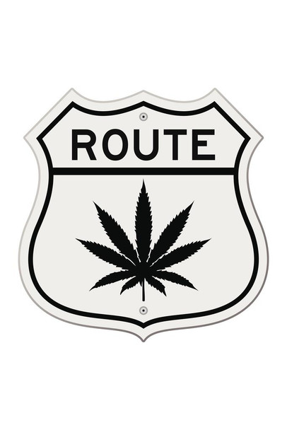 Laminated Cannabis Route Vintage Highway Art Print Poster Dry Erase Wall Art 24x36