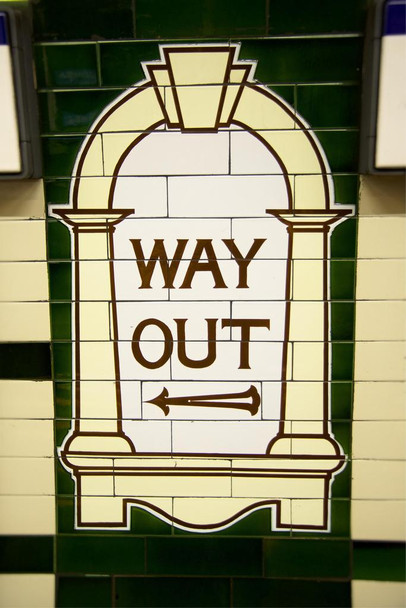 Laminated Way Out London Underground Exit Sign Wall Tiles Poster Dry Erase Sign 24x36