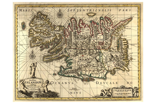 Laminated Iceland Decorative Antique Style Map Travel World Map with Cities in Detail Map Posters for Wall Map Art  Geographical Illustration Travel Destinations Poster Dry Erase Wall Art 36x24